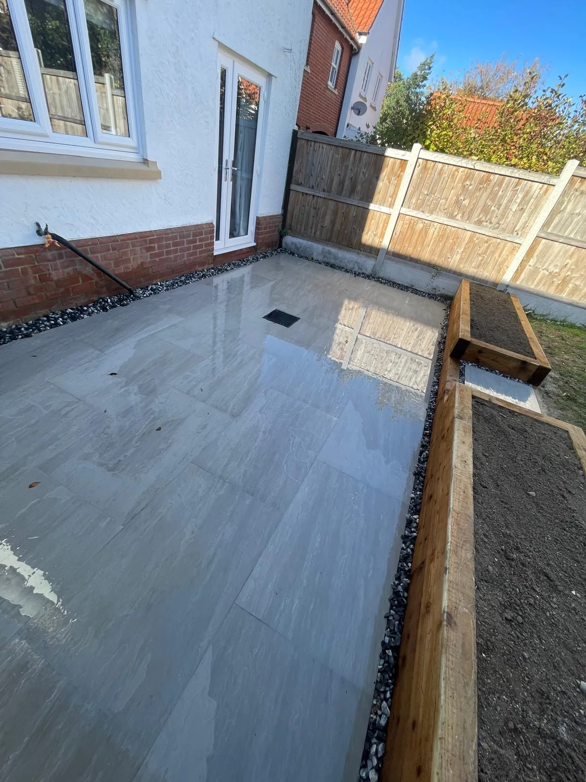 Finished paved garden area